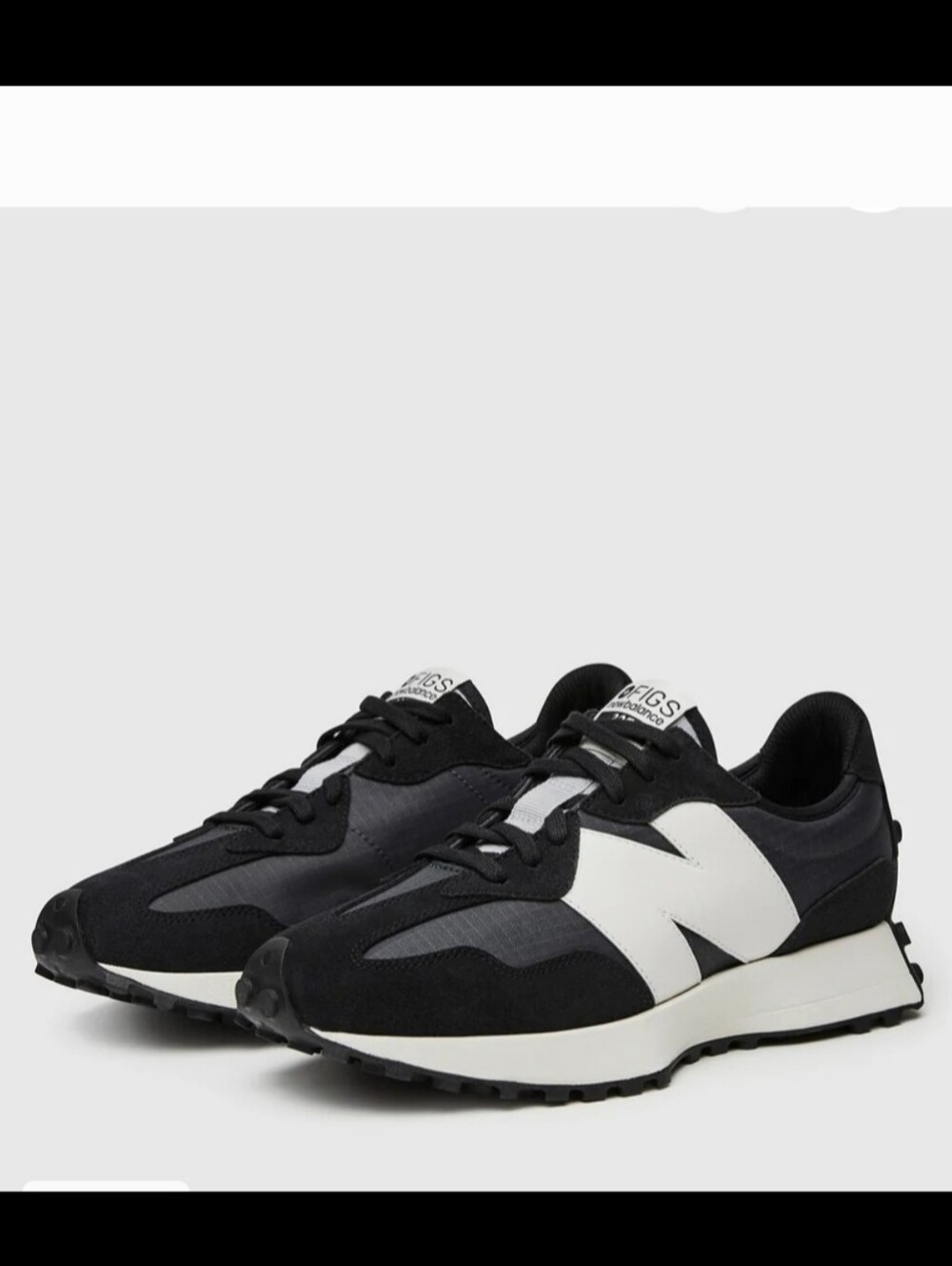 FIG + New Balance 327 Women's Black Gray & White Running Sneaker Size 9